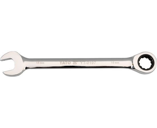 Ключ рожково-накидный Yato с трещоткой 72T, CR-V, 19 мм
