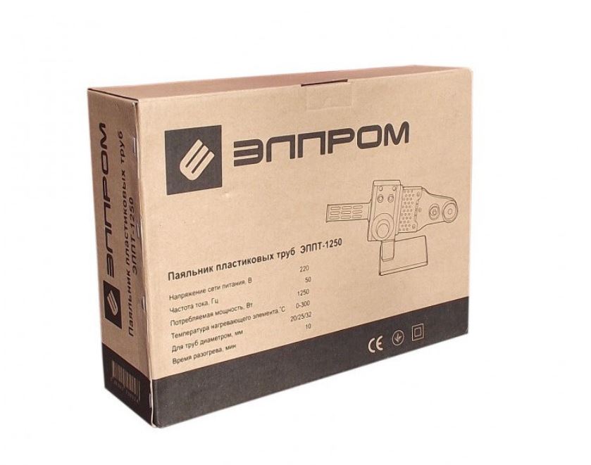 Аппарат для склеивания труб Елпром ЕППТ-1250, 1250Вт, t нагрев.элем.С 0-300, для труб d 20/25/32