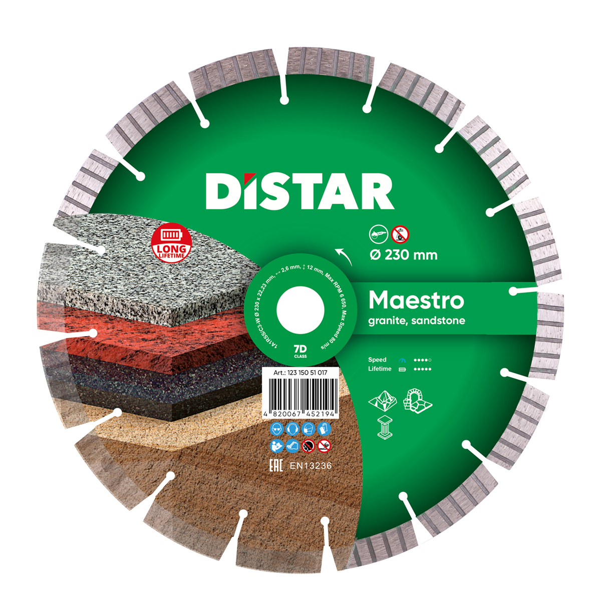 Круг алмазный отрезной Distar Maestro 1A1RSS/C3-W Ø230 × 22,23мм