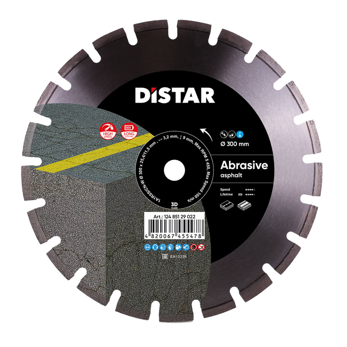 Круг алмазний вiдрiзний Distar Bestseller Abrasive 1A1RSS/C1N-W Ø300 × 25,4мм