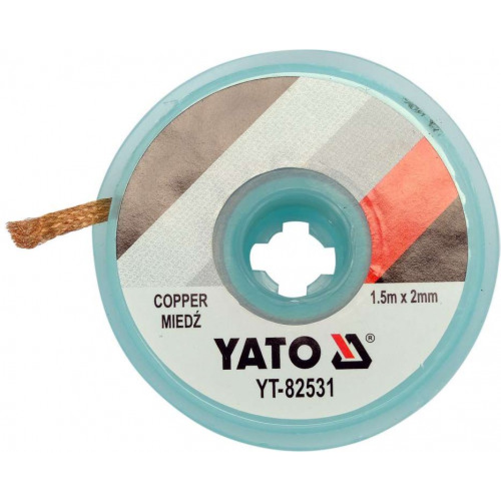 Стрічка для видалення припою YATO, 2.0 мм × 1,5 м, плетена, мідна