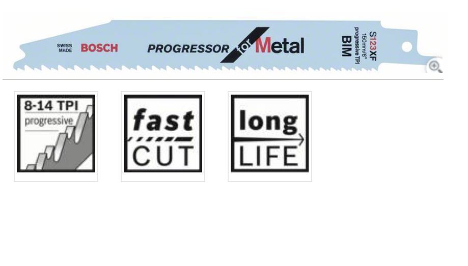 Полотно ножівкове Bosch Progressor for Metal S123ХF, BIM, 150мм, 1шт