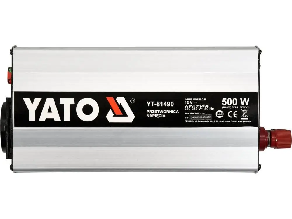 Преобразователь напряжения YATO 12 В DC – 230 В AC, 500 Вт