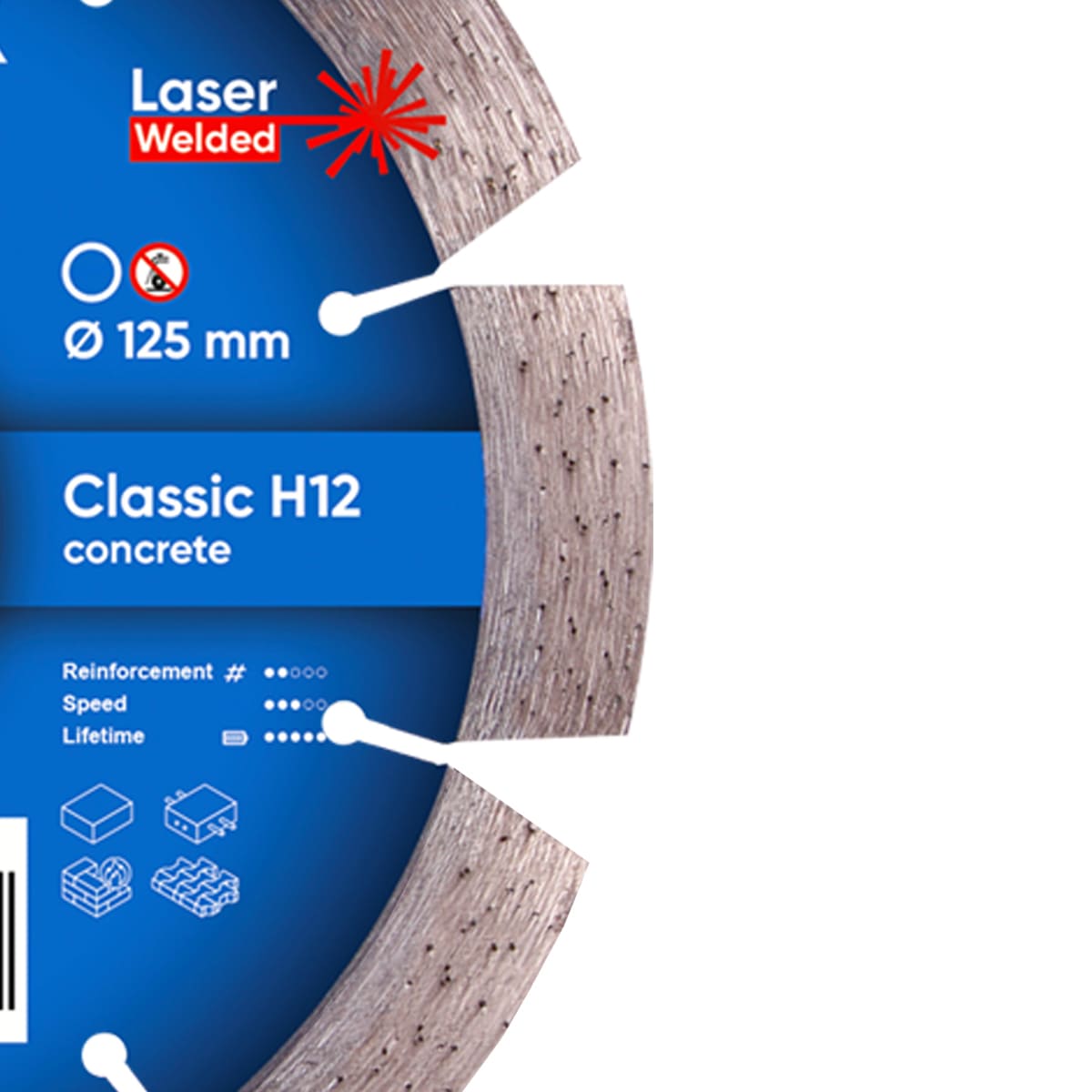 Круг алмазний вiдрiзний Distar Classic H12 1A1RSS/C3-W Ø125 × 22,23 мм