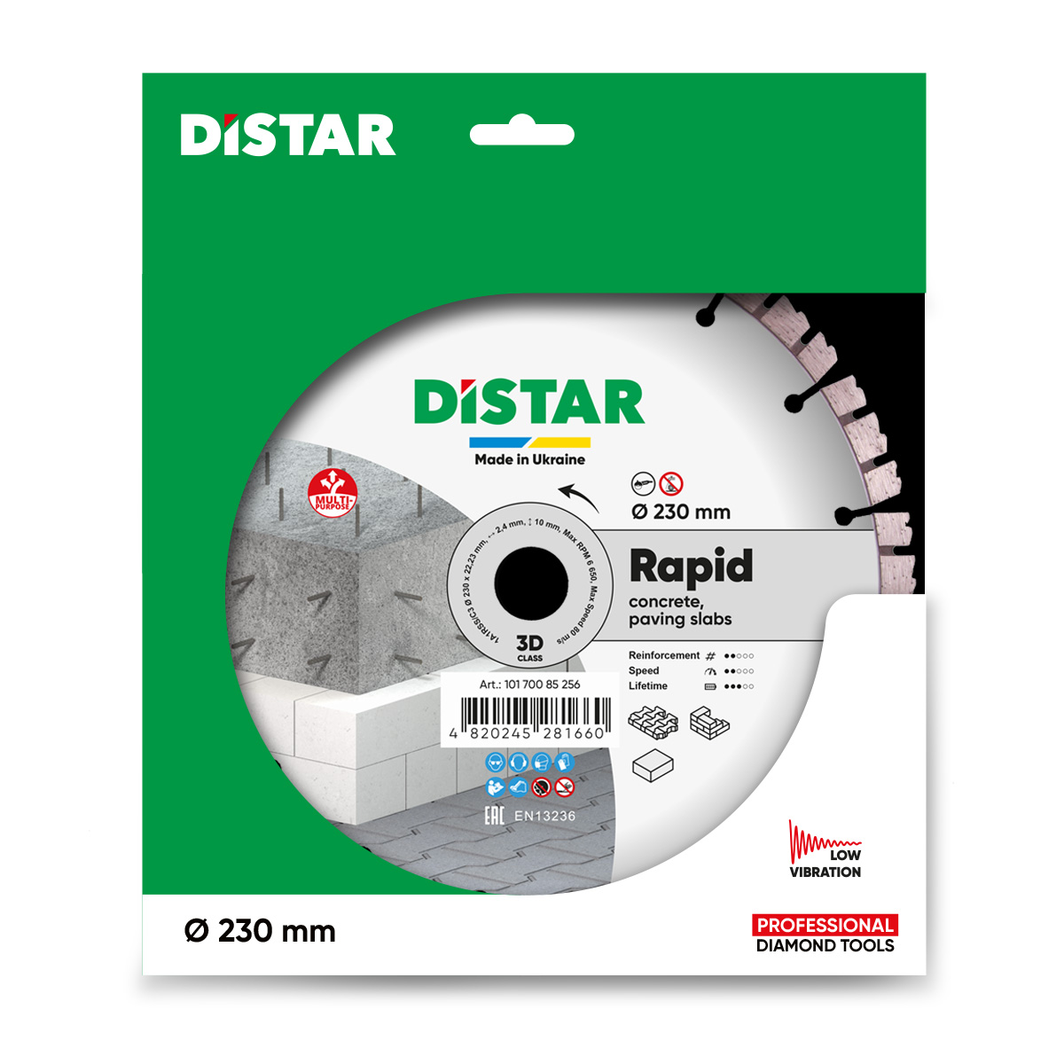 Круг алмазний вiдрiзний Distar Rapid 1A1RSS/C3 Ø230 × 22,23 мм