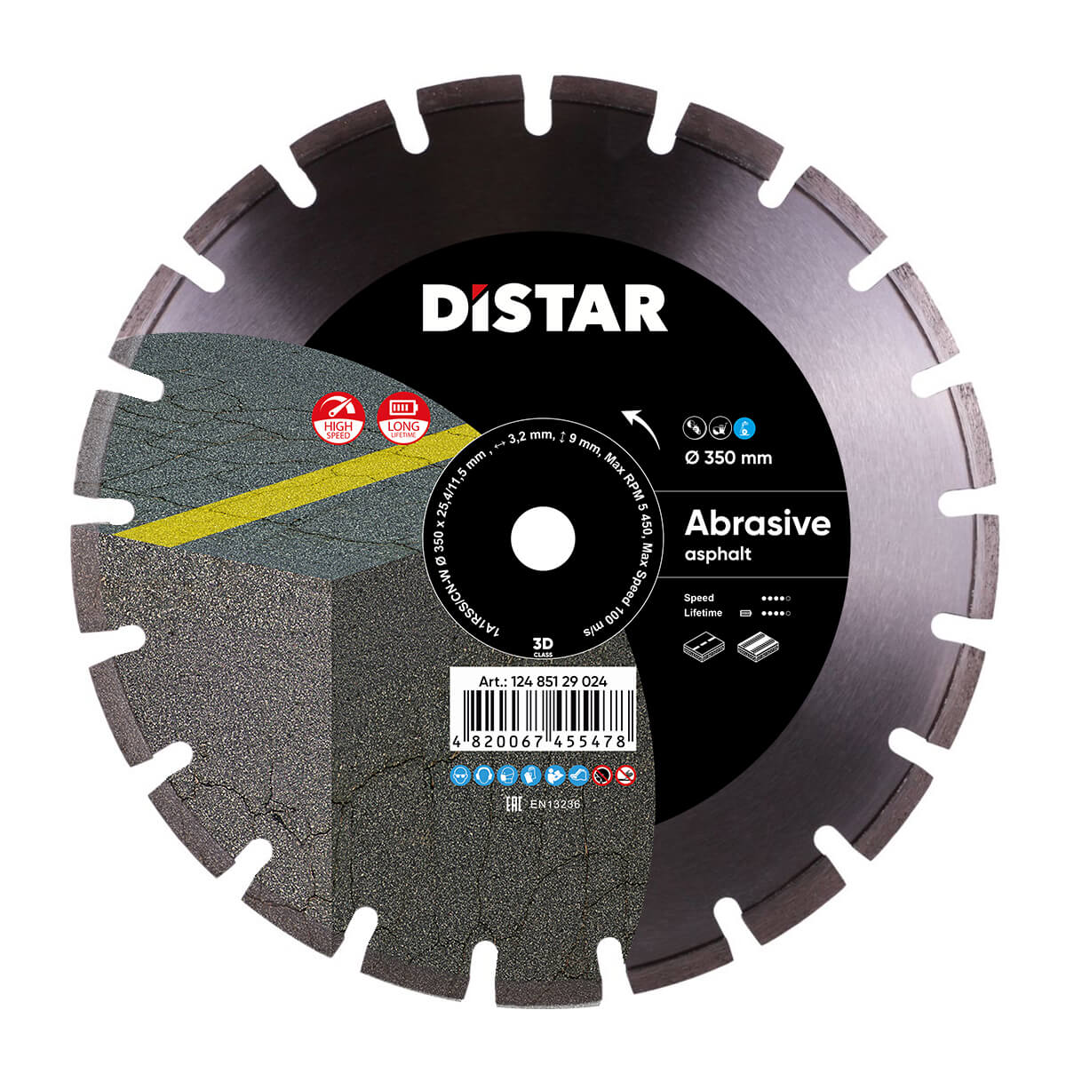 Круг алмазный отрезной Distar Bestseller Abrasive1A1RSS / C1N-W Ø350 × 25,4мм