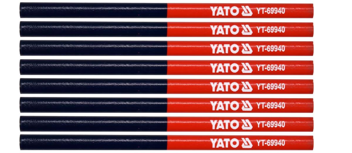 Олівці столярні Yato двоколірні, 175мм, синьо-червоні, 12шт