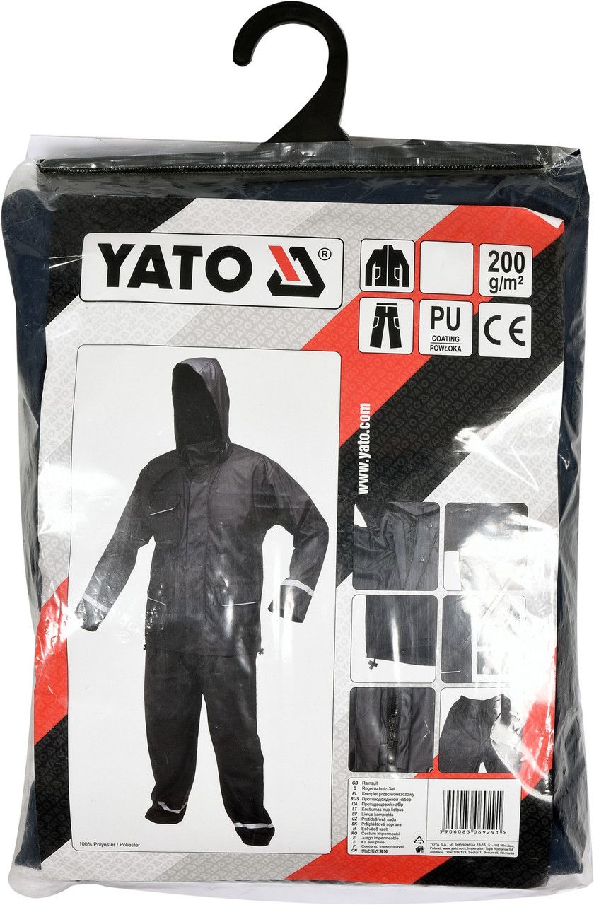 Костюм с капюшоном Yato водонепроницаемый, размер XL, с вентиляционными отверстиями.