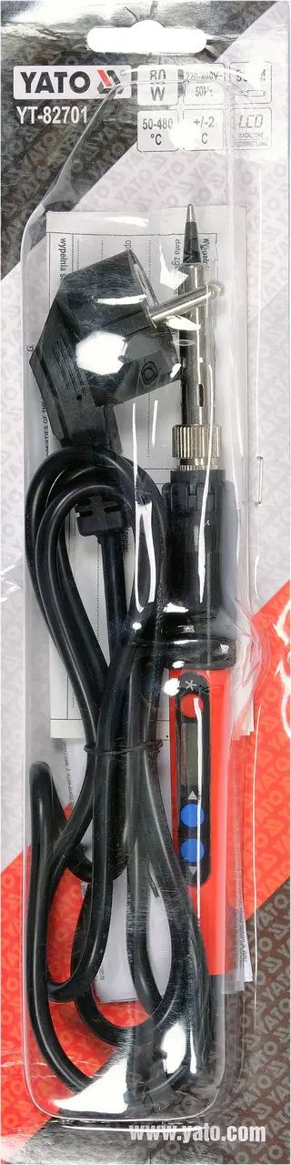Паяльник электрический Yato YT-82701. 80 Вт. с регулировкой t 50-480°С