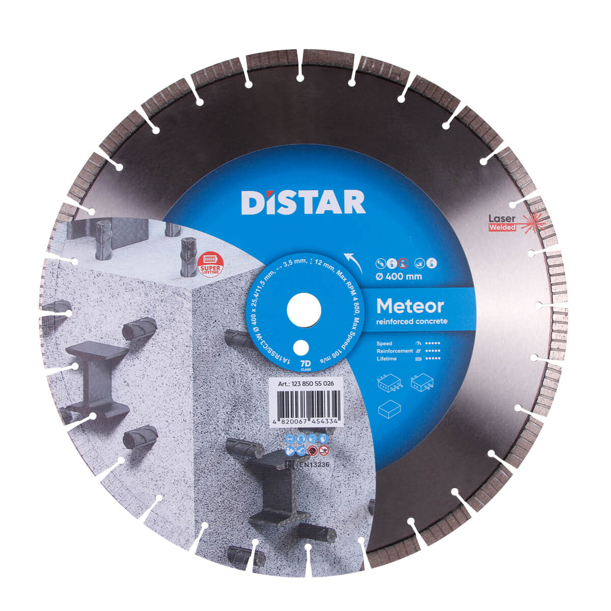 Круг алмазний вiдрiзний Distar Meteor 1A1RSS/C3-W Ø400 × 25,4мм