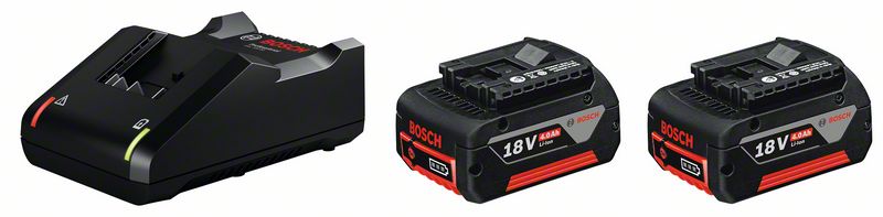 Аккумуляторная батарея Bosch GBA 18V, 2 х 4,0Ah Li-Ion + GAL 18V-40 Professional