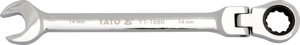 Ключ рожково-накидной Yato с трищаткою и шарниром, CrV, 19 × 245 мм, 72T