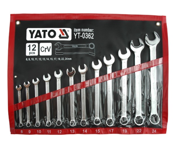 Набор ключей комбинированных 8-24мм, 12шт. Yato YT-0362 
