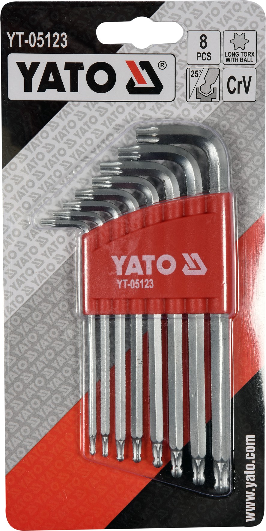 Набір ключів Yato Torx Т9-Т40, з кульковим наконечником, 8шт