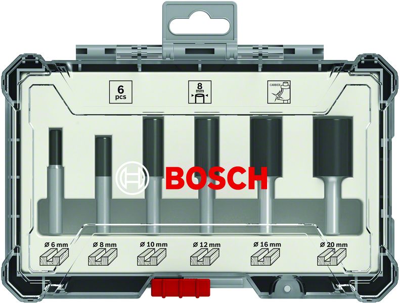 Набір фрез Bosch пазових, хвостовик Ø8мм, 6шт