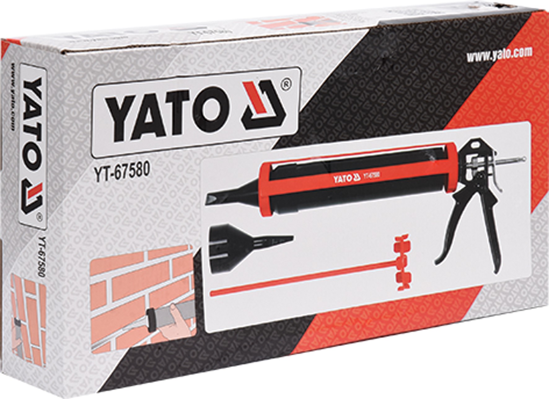 Пистолет для герметика YATO, 330мм, Ø60мм, со сменными насадками