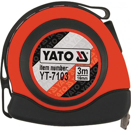 Рулетка Yato, 3м × 16мм, магнітний наконечник, нейлонове покриття