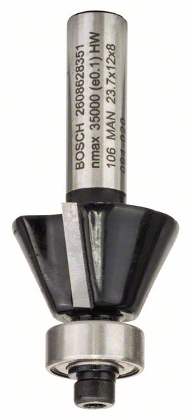 Фреза Bosch кінцева фасонна Ø23,7 × 5,5 × 25,4 × Ø8мм, 25°