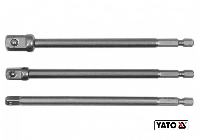 Адаптери--перехідники Yato, 1/4" для головок 1/4", 3/8", 1/2", 150мм, 3шт
