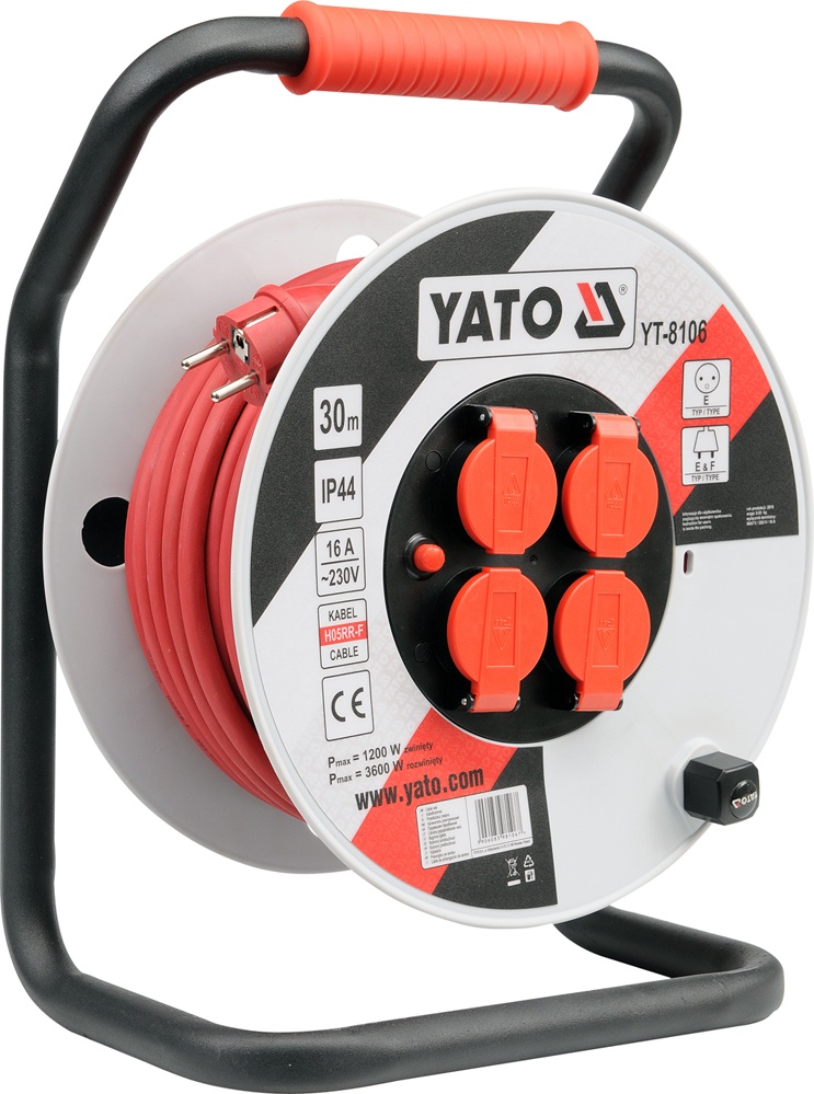 Подовжувач електричний Yato на котушці з заземленням 50м, 3 × 2,5мм²