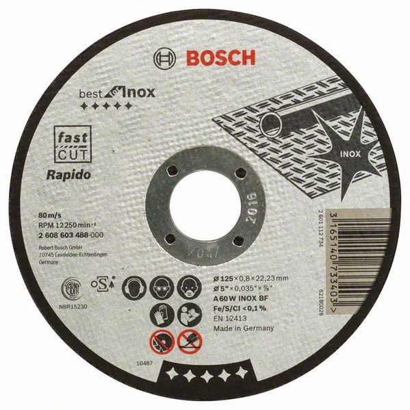 Круг відрізний Bosch Best for Inox Ø125×0,8×22,23мм Rapido