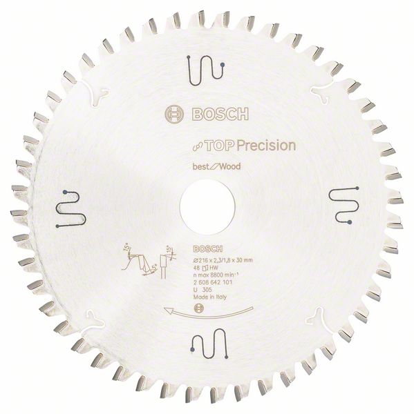 Диск пильный Bosch Top Precision Best for Wood Ø216 × 2,3 × 30 мм, 48z, АТВ