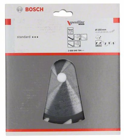 Диск пильний Bosch Speedline Wood Ø160 × 2,4 × 16мм, 12z, ATB/FT