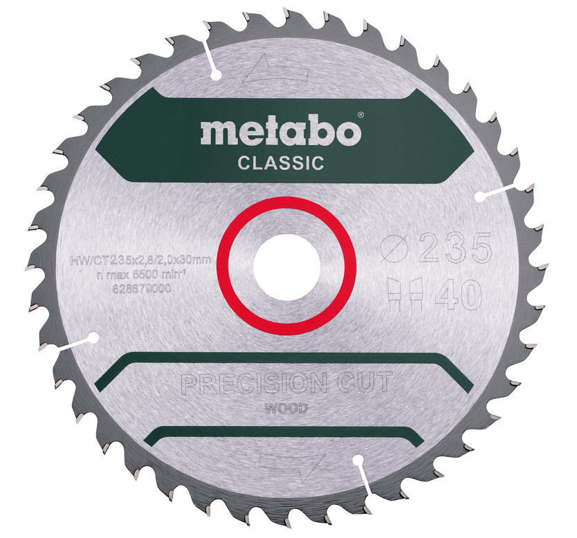 Диск пильный Metabo Classic PrecisionCut Ø235×30мм, 40z, WZ 15°
