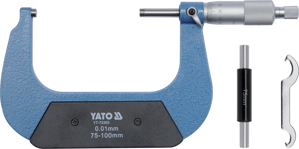 Мікрометр Yato з точністю 0,01 мм в діапазоні 75 - 100 мм