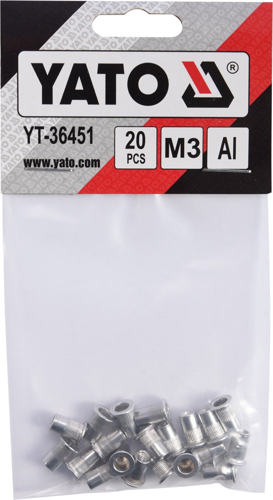 Нітогайка алюмінієва Yato M3 × 9мм, 20 шт