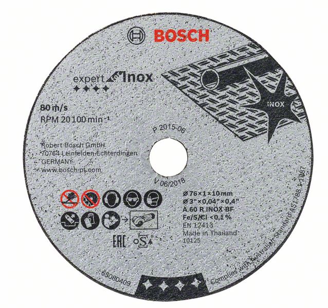 Круги відрізні Bosch Expert for Inox A60R INOX BF, Ø76×1,0×10мм, 5шт