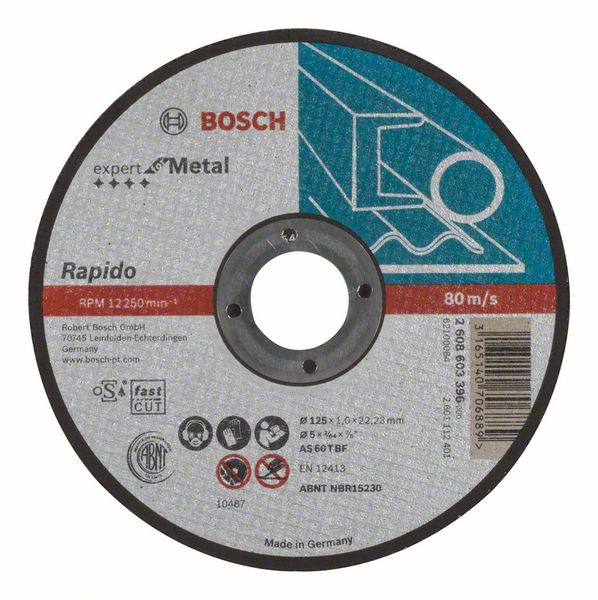 Круг відрізний Bosch Expert for Metal Ø125×1,0×22,23мм Rapido