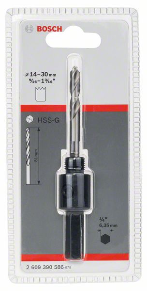 Перехідник Bosch Standard шестигранний, 1/4", Ø14-30мм зі свердлом HSS-G