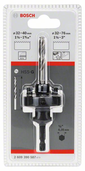 Перехідник Bosch Standard шестигранний, 1/4", Ø32-76мм зі свердлом HSS-G