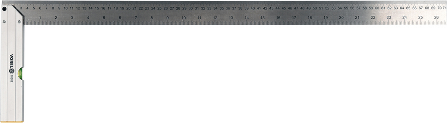 Кутник столярний Vorel, 700 мм, з рівнем, метрична і дюймова шкала