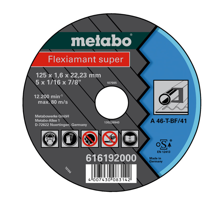 Круг отрезной Metabo Flexiamant super A 46-T, Ø125×1,6×22,23мм