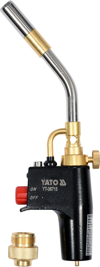 Пальник газовий Yato з різьбовим з'єднанням EN417, max t' 2800°С. п'єзозапал
