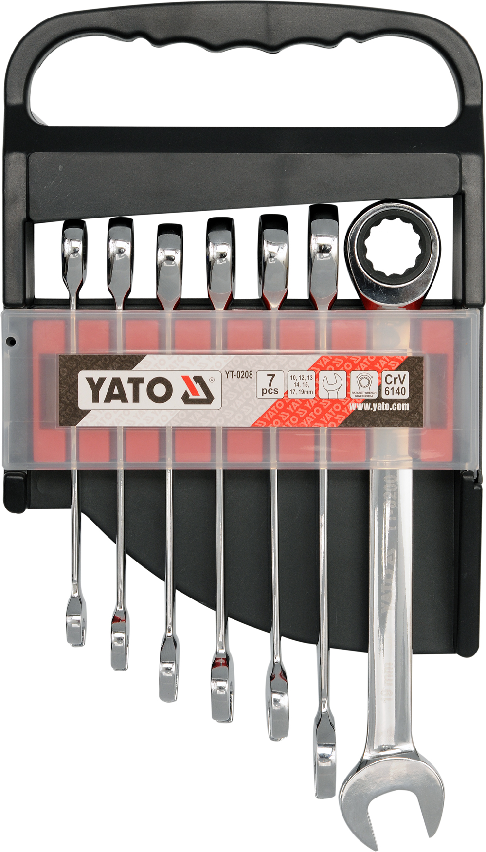 Ключі ріжково-накидні YATO з тріщаткою 10-19 мм, 7 шт