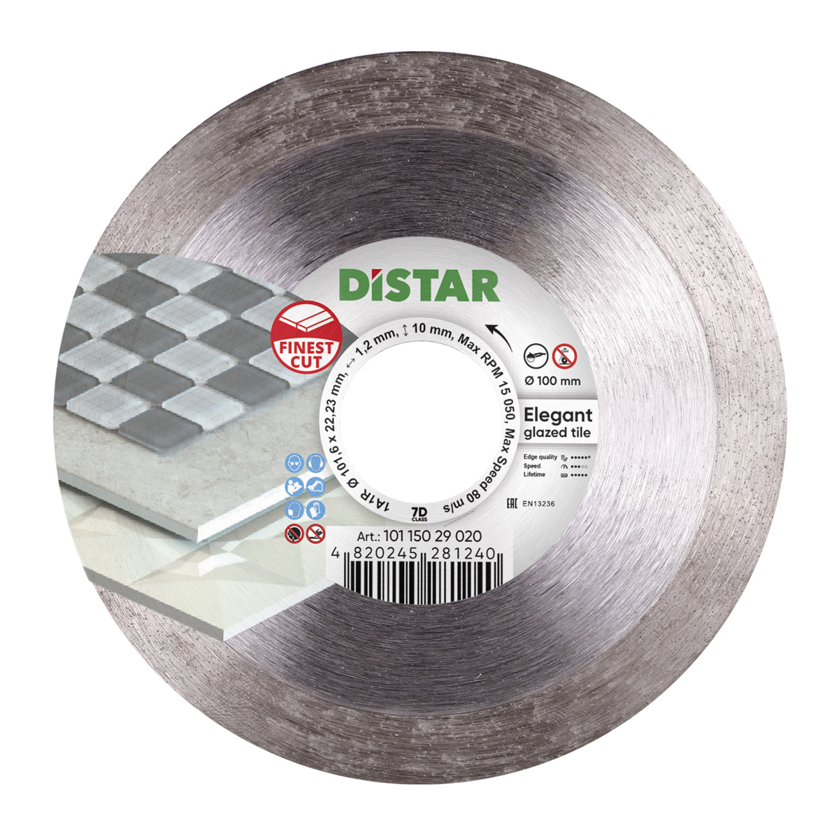 Круг алмазний вiдрiзний Distar Elegant 1A1R Ø100 × 22,23мм