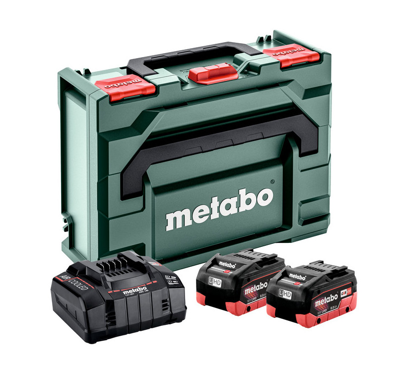 Комплект акумуляторів Metabo LiHD 18В, 2 × 8,0 А·год + ASC 145 + metaBOX 145