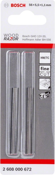 Ножі рубанка Bosch Woodrazor НМ, 56 × 5,5 × 1,1 мм, 40°, 2 шт