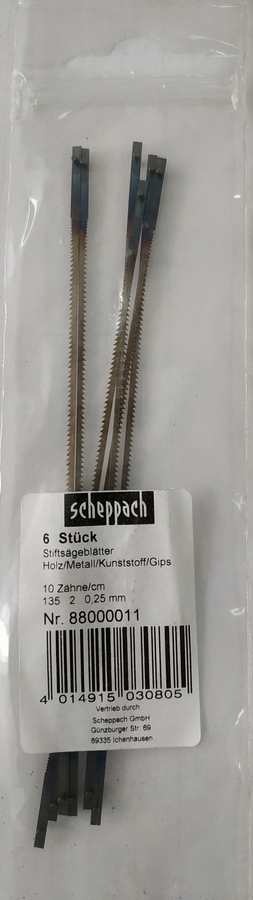 Полотна для лобзикового станка Scheppach 135×2×0,25 мм, 25Т, 6шт