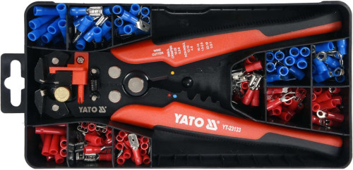Кліщі для обтискання і зачистки проводів YATO з комплектом з' єднувачів