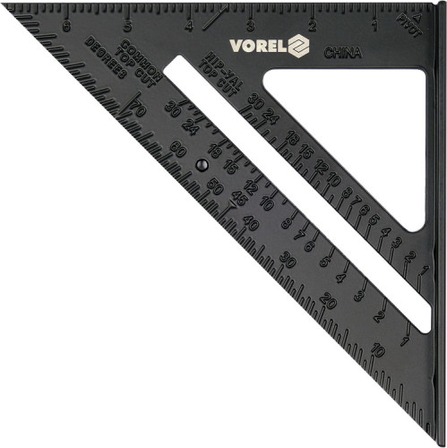 Угольник столярный Vorel алюминиевый, 180×180×250мм, метрическая шкала