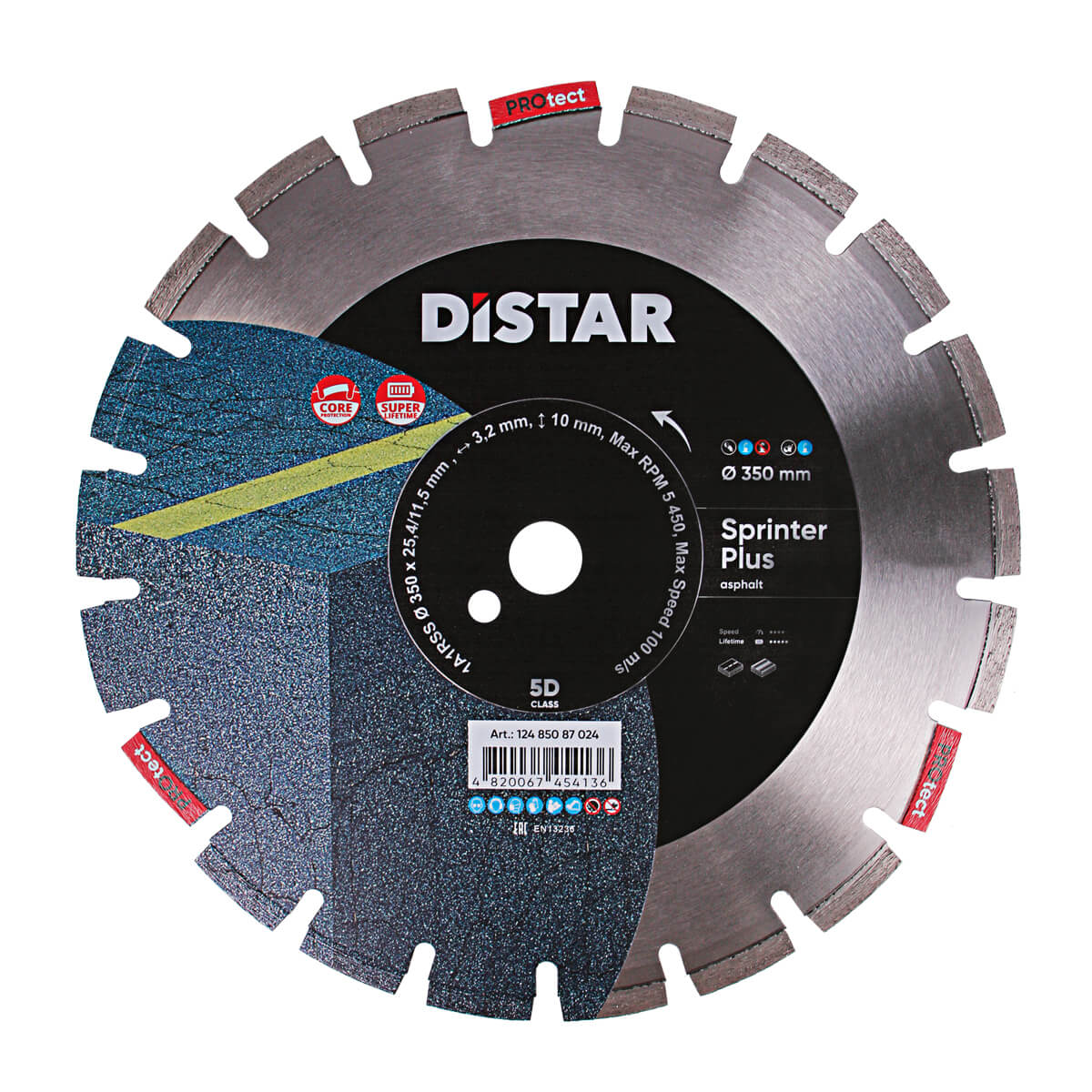 Круг алмазный отрезной Distar Sprinter Plus 1A1RSS/C1S-W Ø350 × 25,4мм