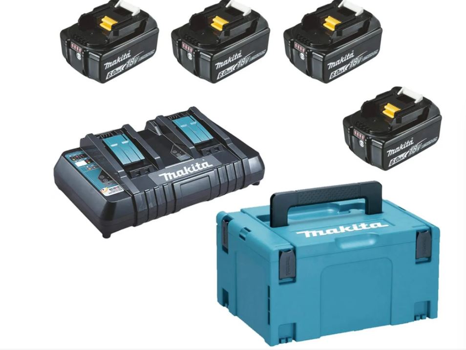 Комплект аккумуляторов Makita LXT (BL1860B×4, DC18RD, Makpac3)