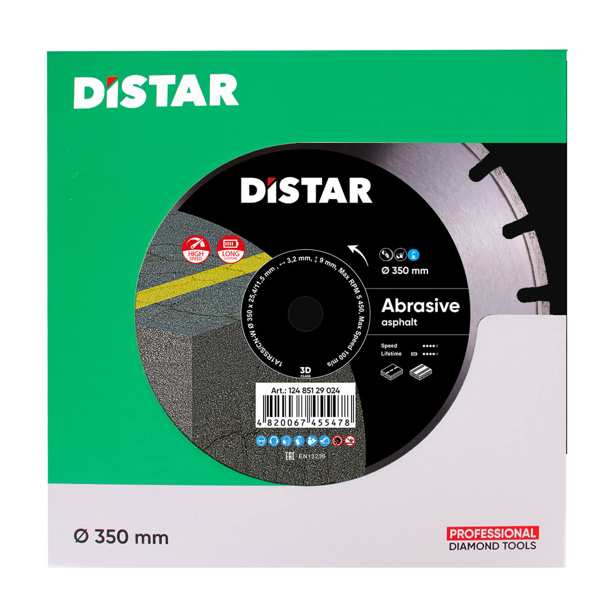 Круг алмазний вiдрiзний Distar Bestseller Abrasive 1A1RSS/C1-W Ø350 × 25,4мм