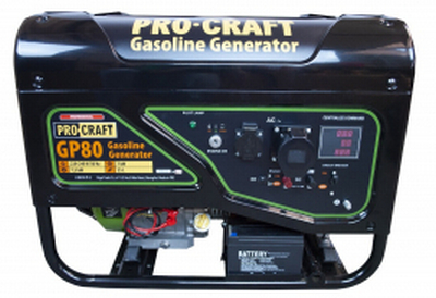 Генератор бензиновий PROCRAFT GP80, ел.стартер, 7.0-7.5kW, бак25л, 87 кг