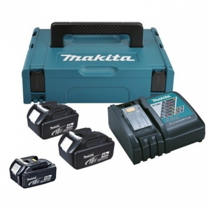Комплект акумуляторів Makita LXT (BL1840x3, DC18RC, Makpac1)