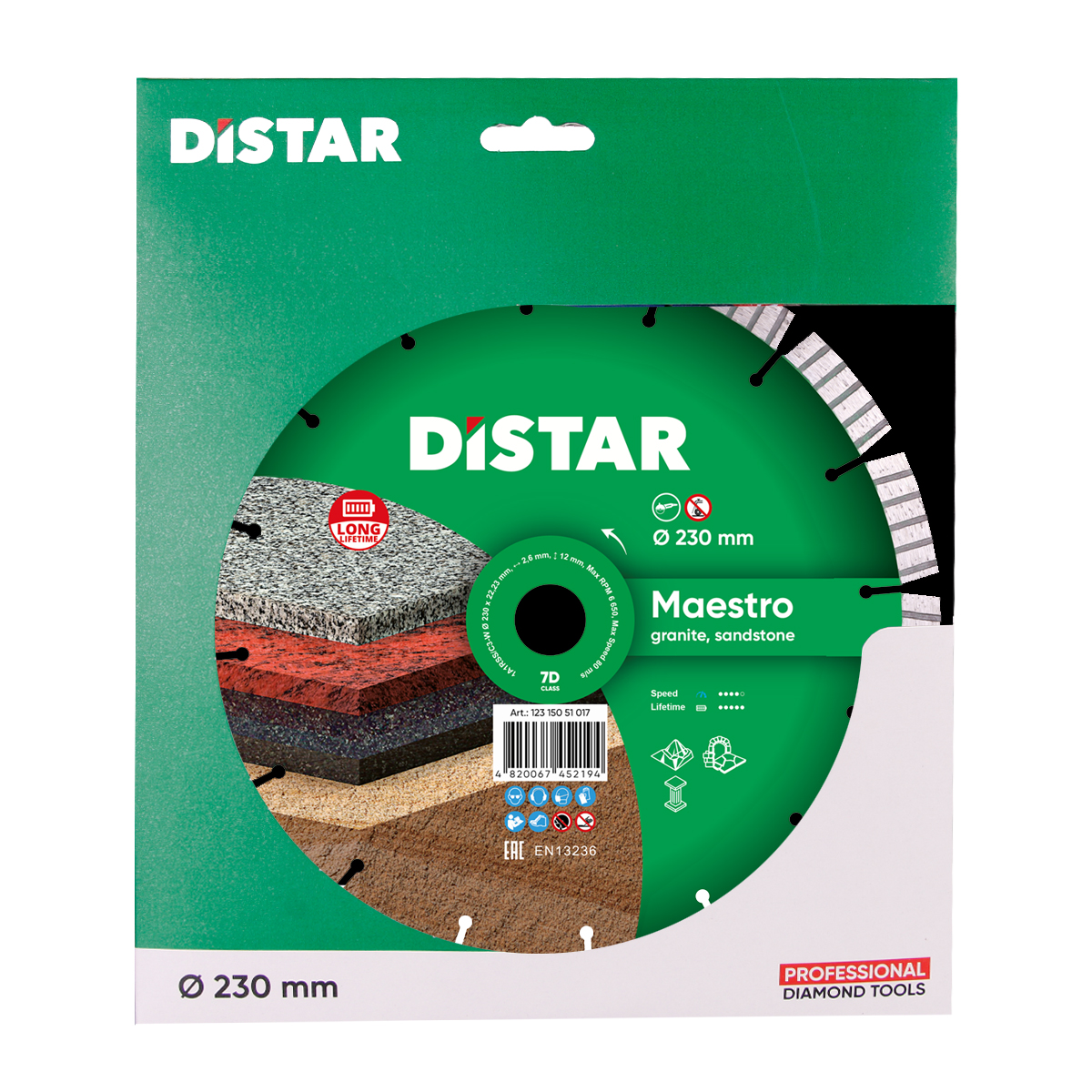 Круг алмазний вiдрiзний Distar Maestro 1A1RSS/C3-W Ø230 × 22,23мм
